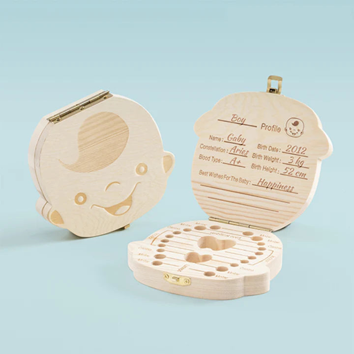 Baby Wooden Teeth Organizer Keepsake Box